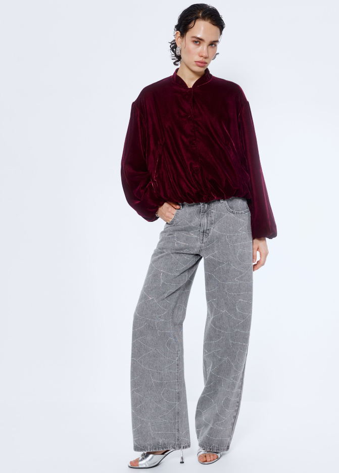 Джинсы WIDE LEG с узором из страз