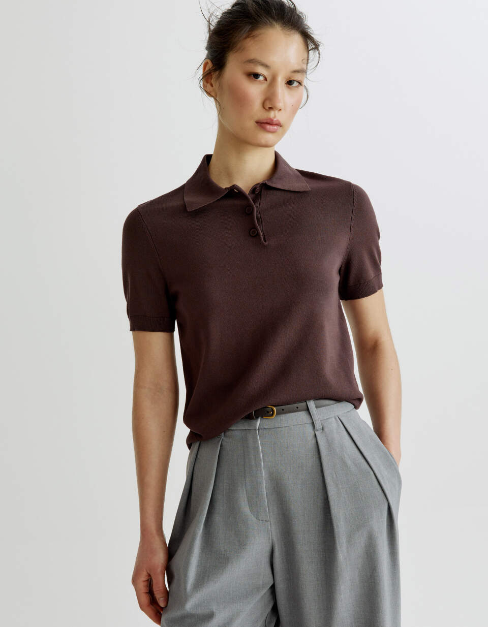 Базовый джемпер-поло с коротким рукавом