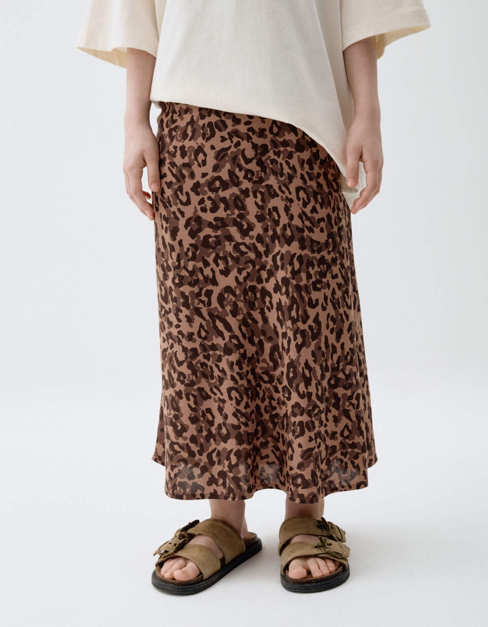 Леопардовая юбка миди для девочек