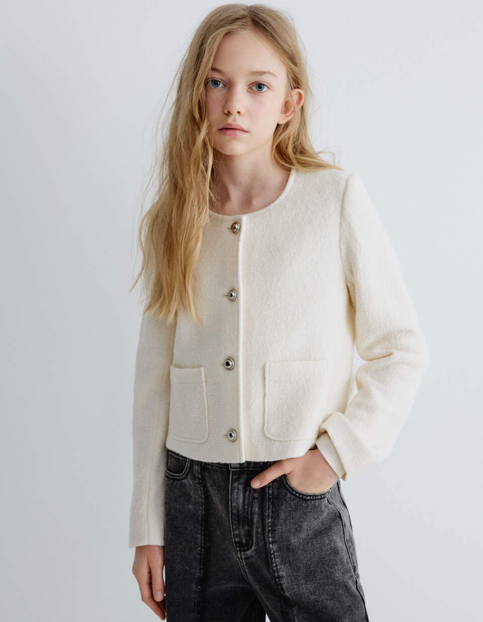 Жакет из смесовой шерсти для девочек