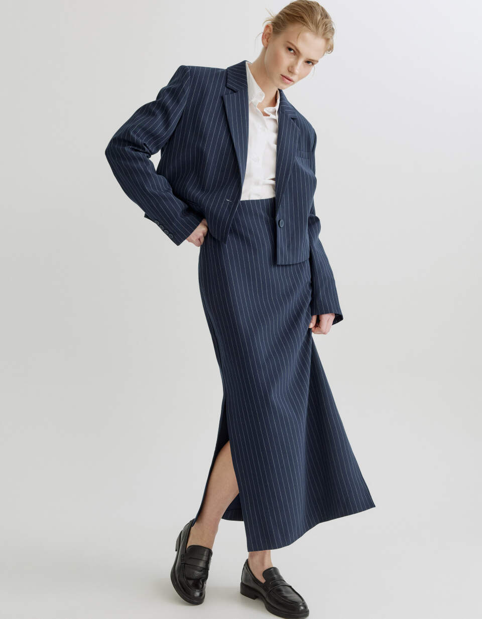 Прямая юбка макси из костюмной ткани