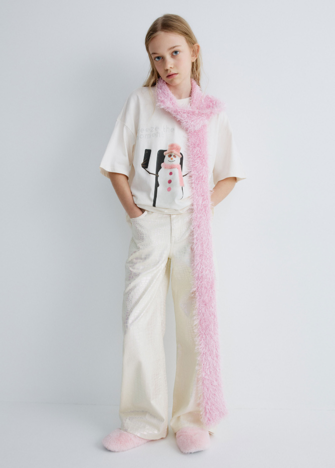 Джинсы Wide leg с анималистичным принтом для девочек