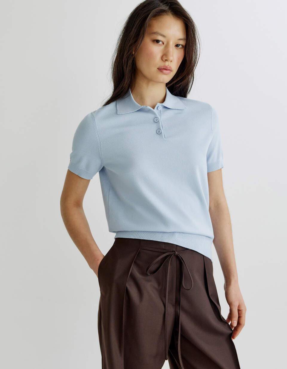 Базовый джемпер-поло с коротким рукавом