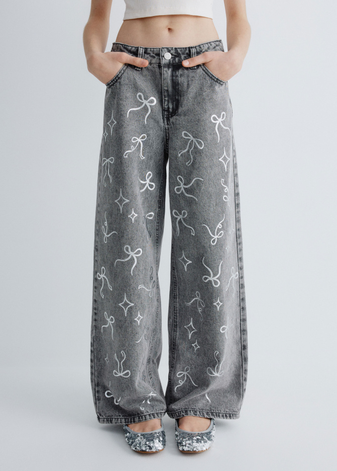 Джинсы WIDE LEG с бантиками для девочек