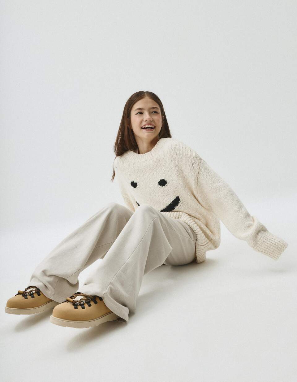 Широкие брюки с эффектом стирки для девочек