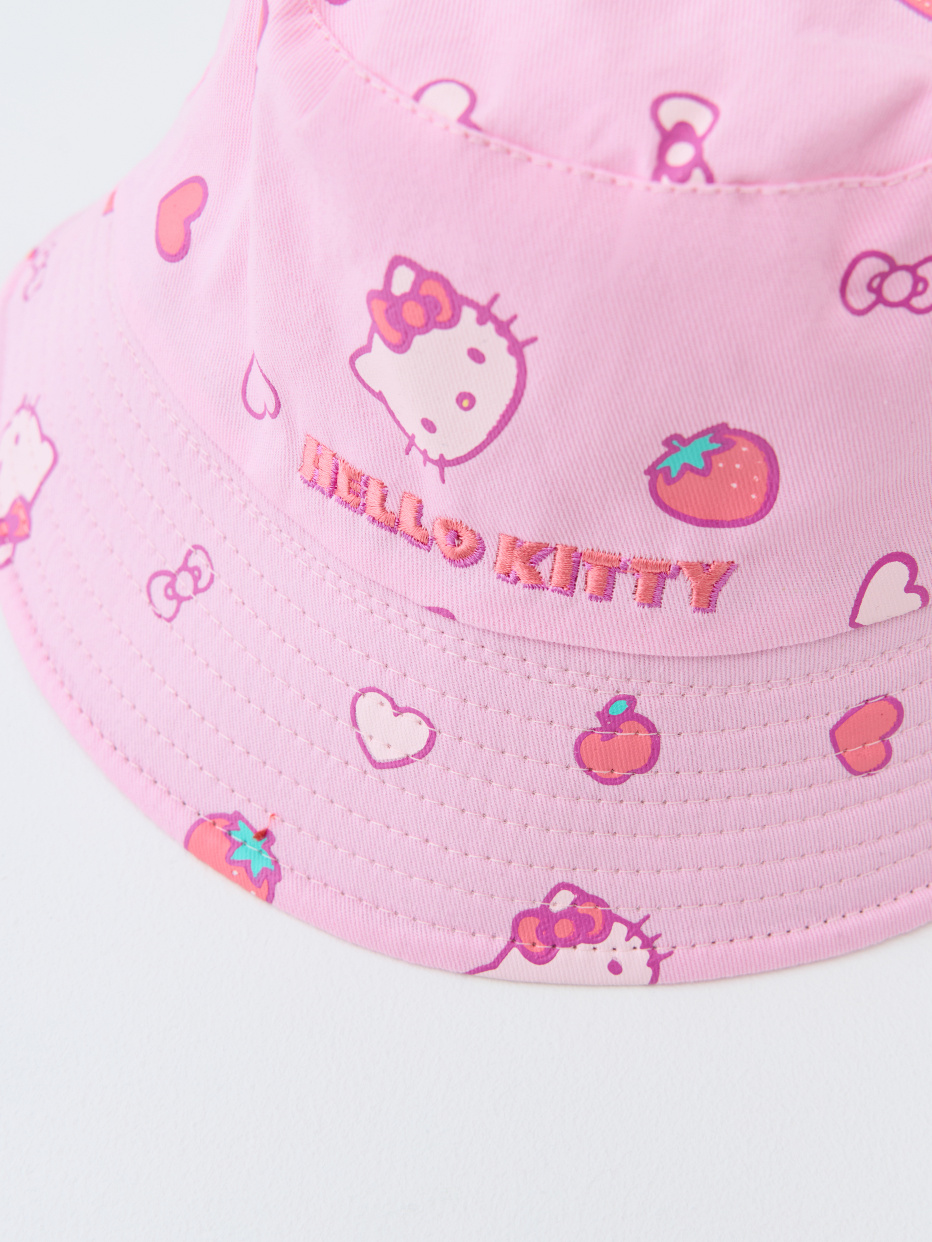 Панама с вышивкой и принтом Hello Kitty для девочек, фото - 2