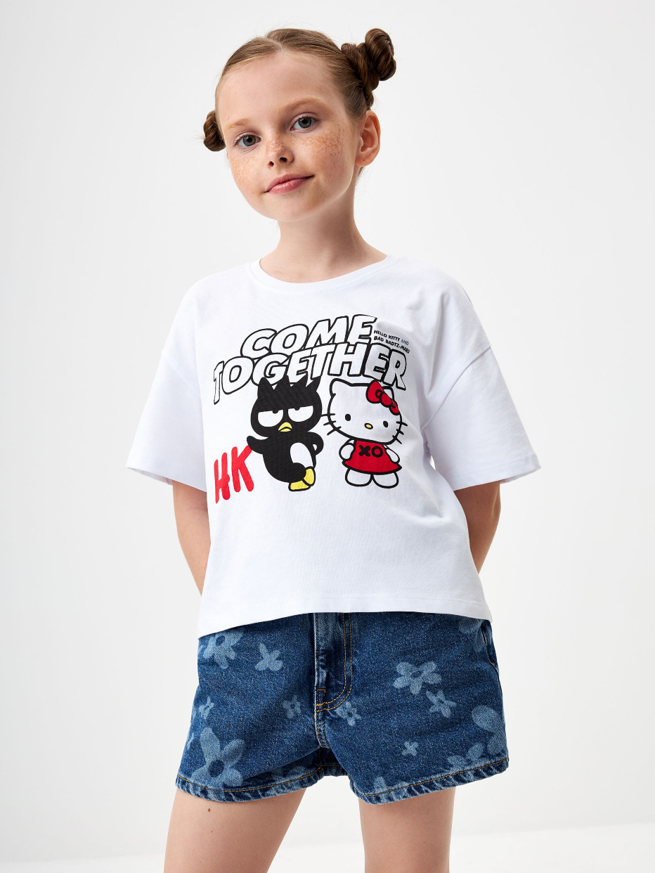 bad parenting девочки 10 лет в трусиках Укороченная футболка с принтом hello kitty для девочек цвет: белый, артикул: 3805050272 – купить в интернет-магазине SELA