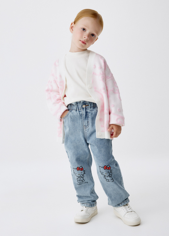 Утепленные джинсы Paperbag fit с Hello Kitty для девочек
