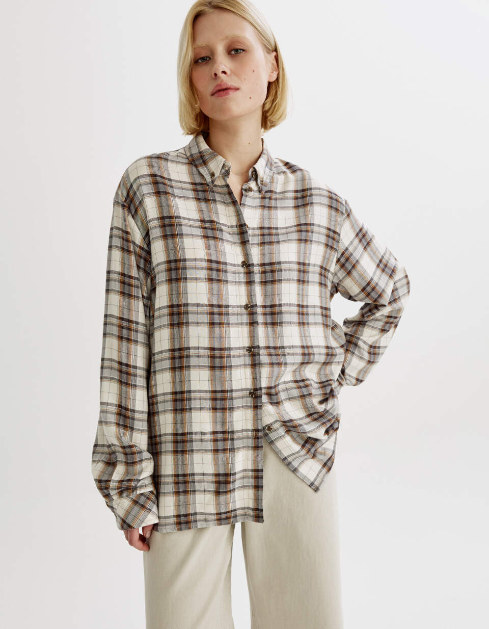 Фланелевая рубашка оверсайз в клетку