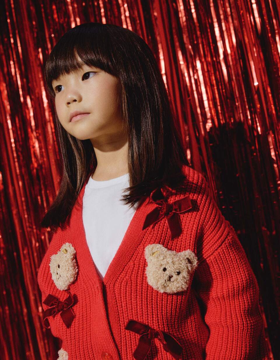 Вязаный кардиган с бантиками для девочек