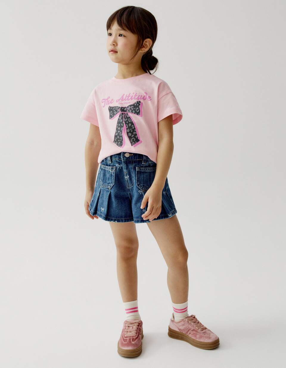 Джинсовые шорты в складку для девочек