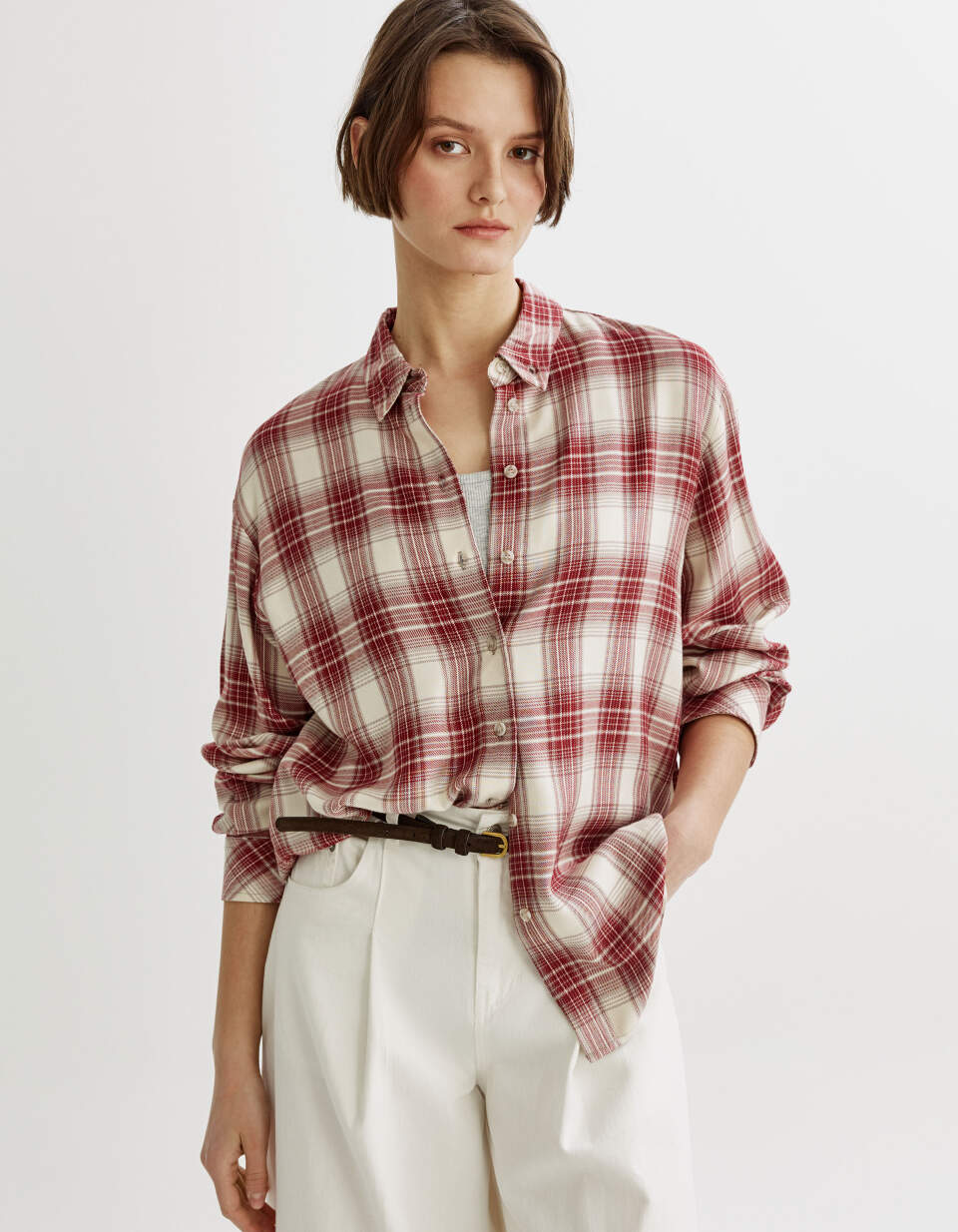 Фланелевая рубашка оверсайз в клетку