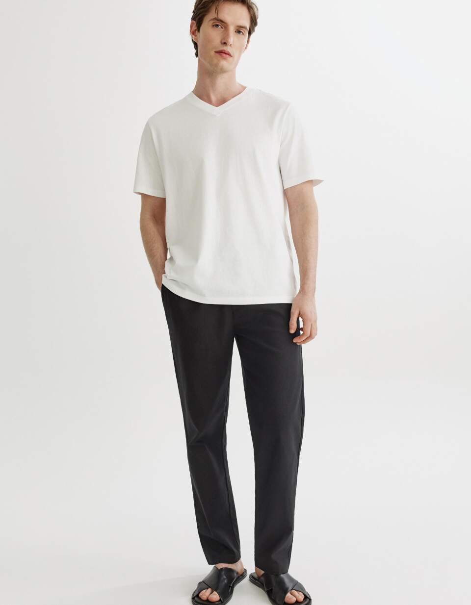 Прямые брюки из смесового льна