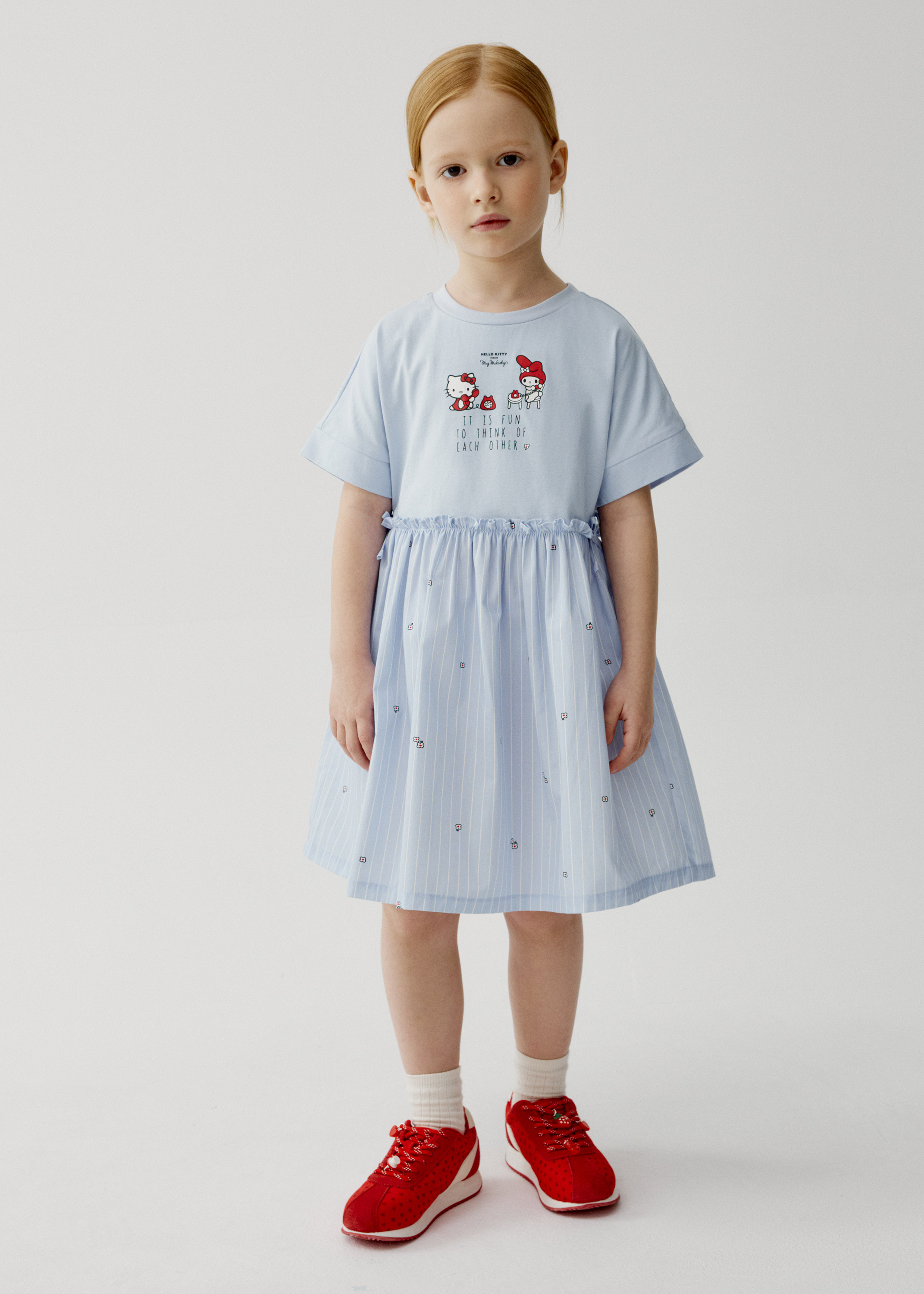 SELA Комбинированное платье с принтом Hello Kitty и My Melody для девочек