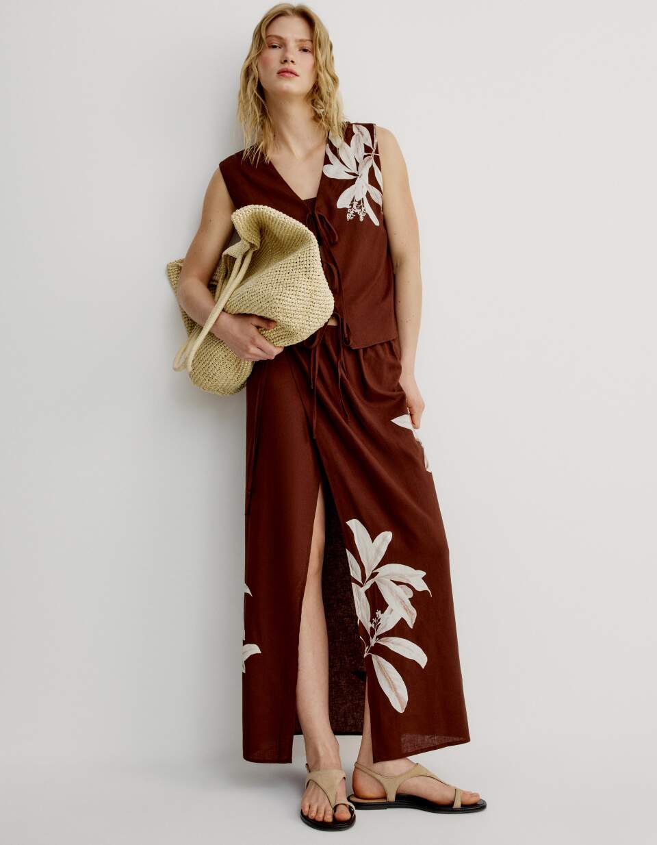 Юбка с запахом из смесового льна