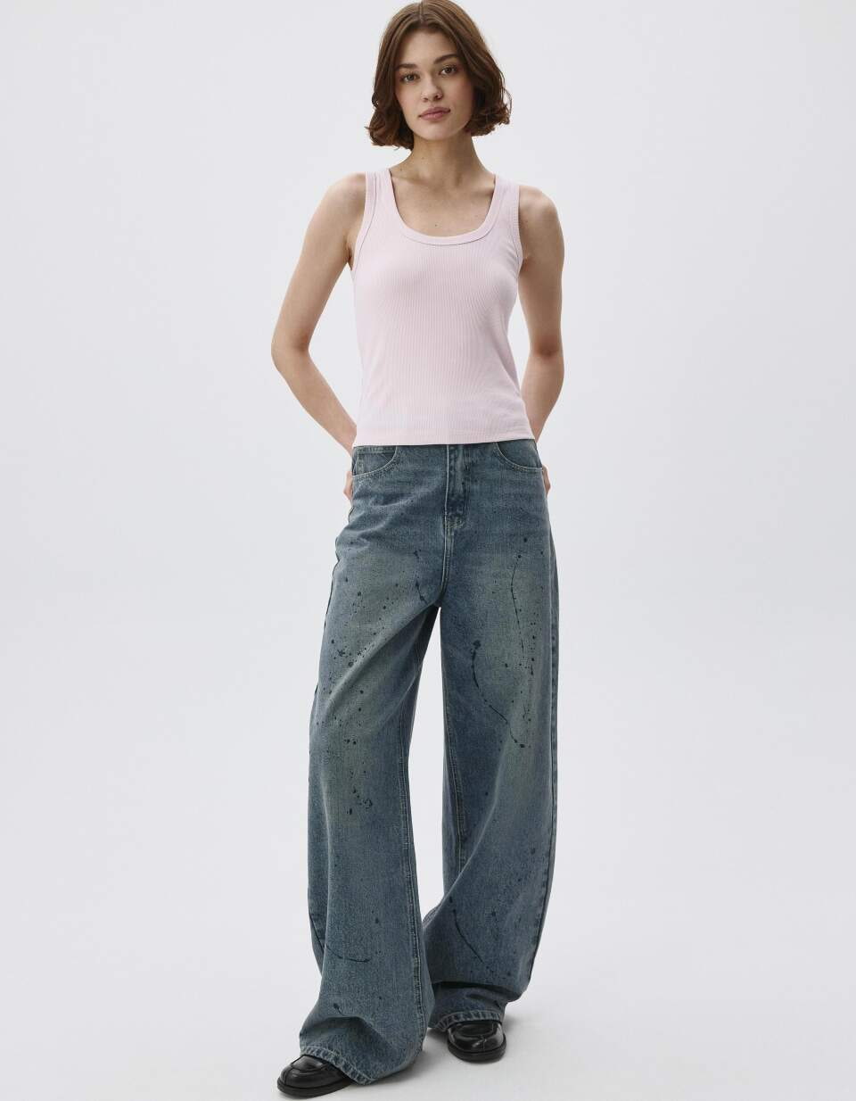 Джинсы WIDE LEG с декоративными брызгами