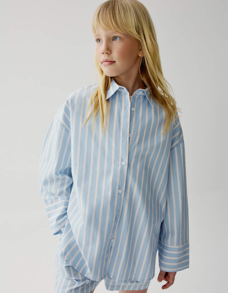 Рубашка оверсайз в полоску для девочек