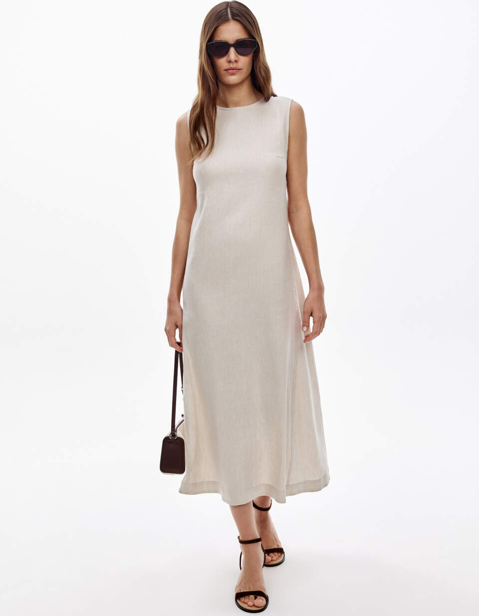 Платье миди из смесового льна