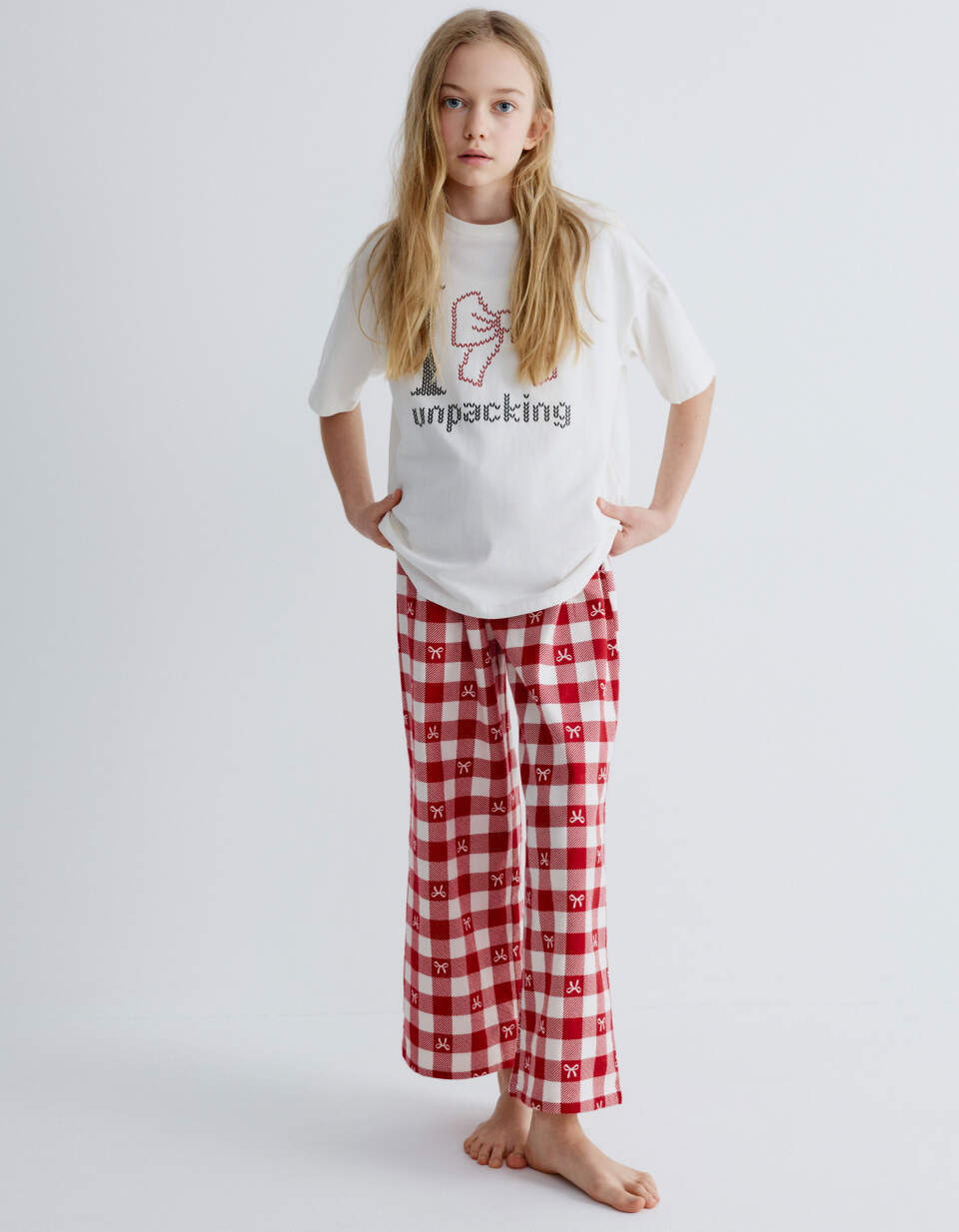 Новогодняя пижама с принтом для девочек