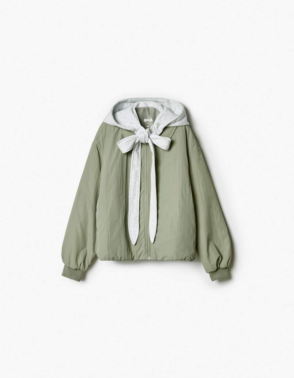 Бомбер оверсайз с трикотажным капюшоном для девочек