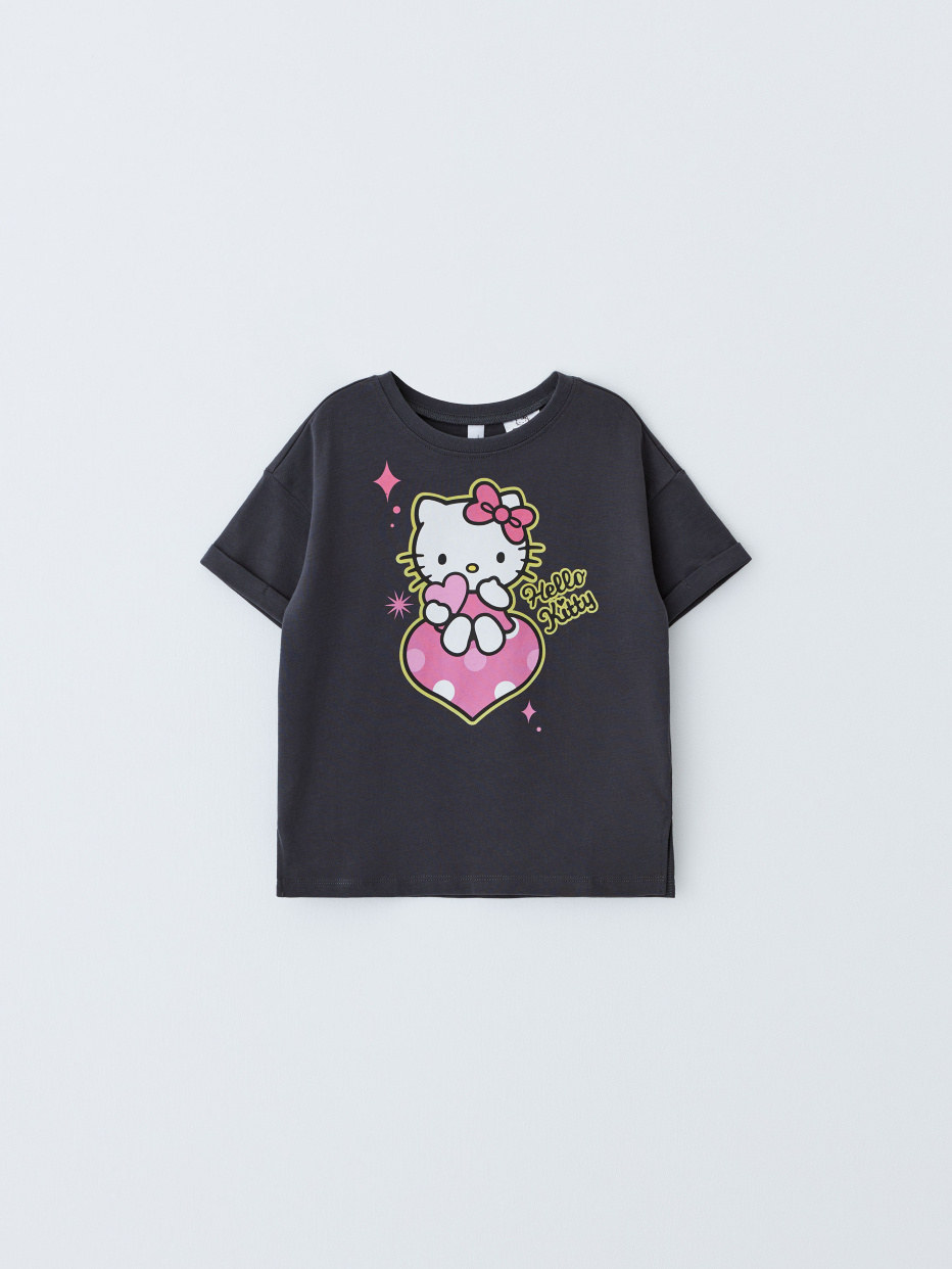 Футболка с принтом Hello Kitty для девочек, фото - 1