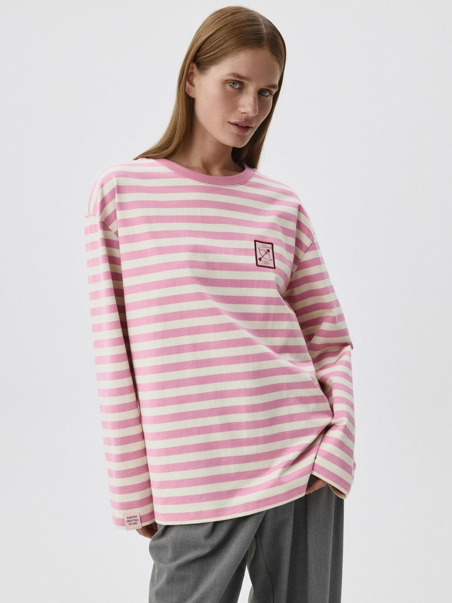 Лонгслив ANNA OVERSIZE FIT с вышивкой, фото - 1
