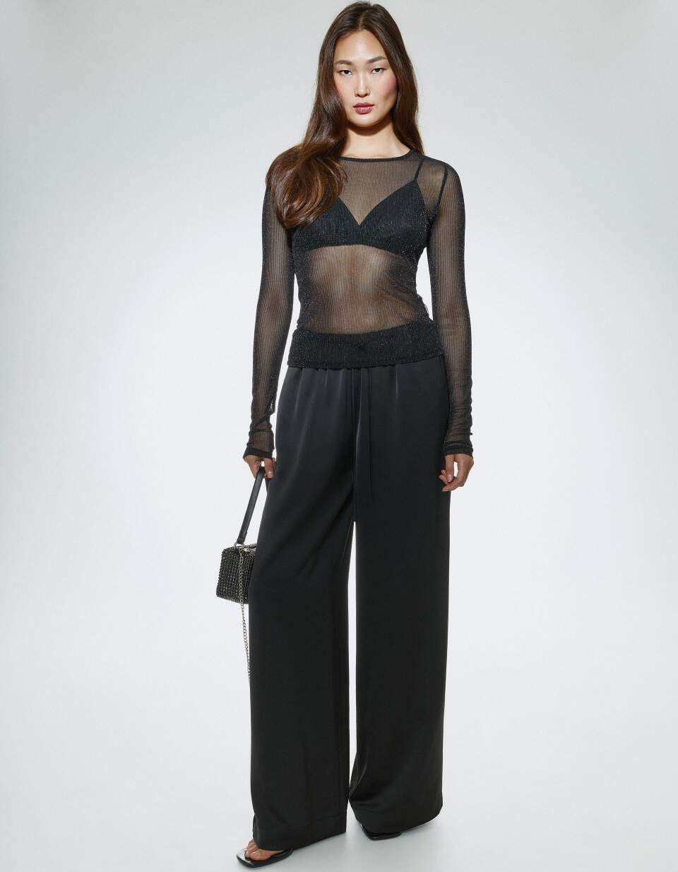 Прямые брюки из вискозного сатина