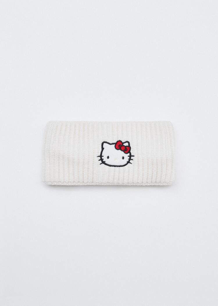 Вязаная повязка на голову с вышивкой Hello Kitty для девочек 