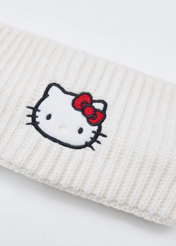 Вязаная повязка на голову с вышивкой Hello Kitty для девочек 