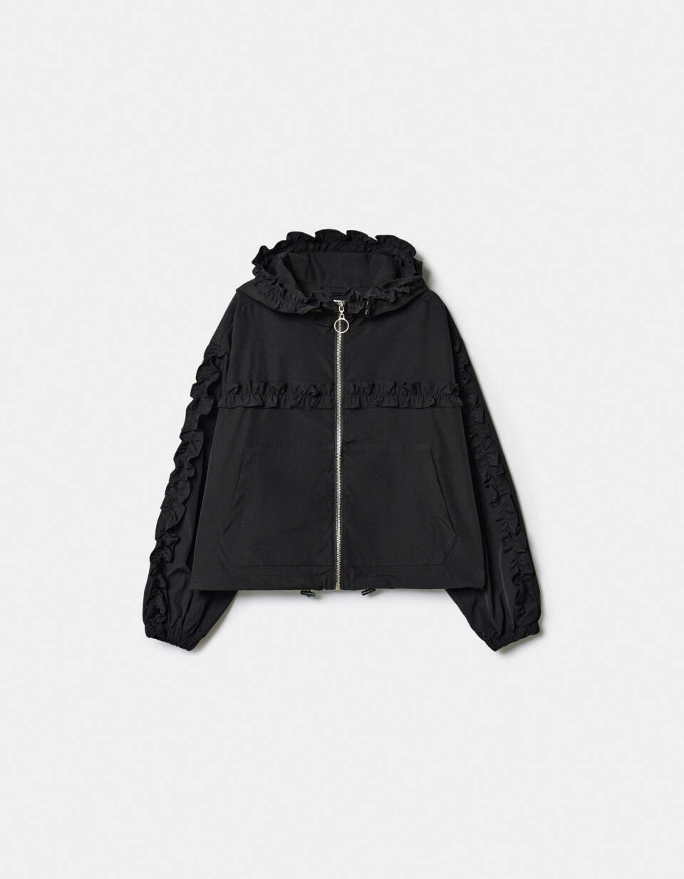 Укороченная ветровка с оборками для девочек