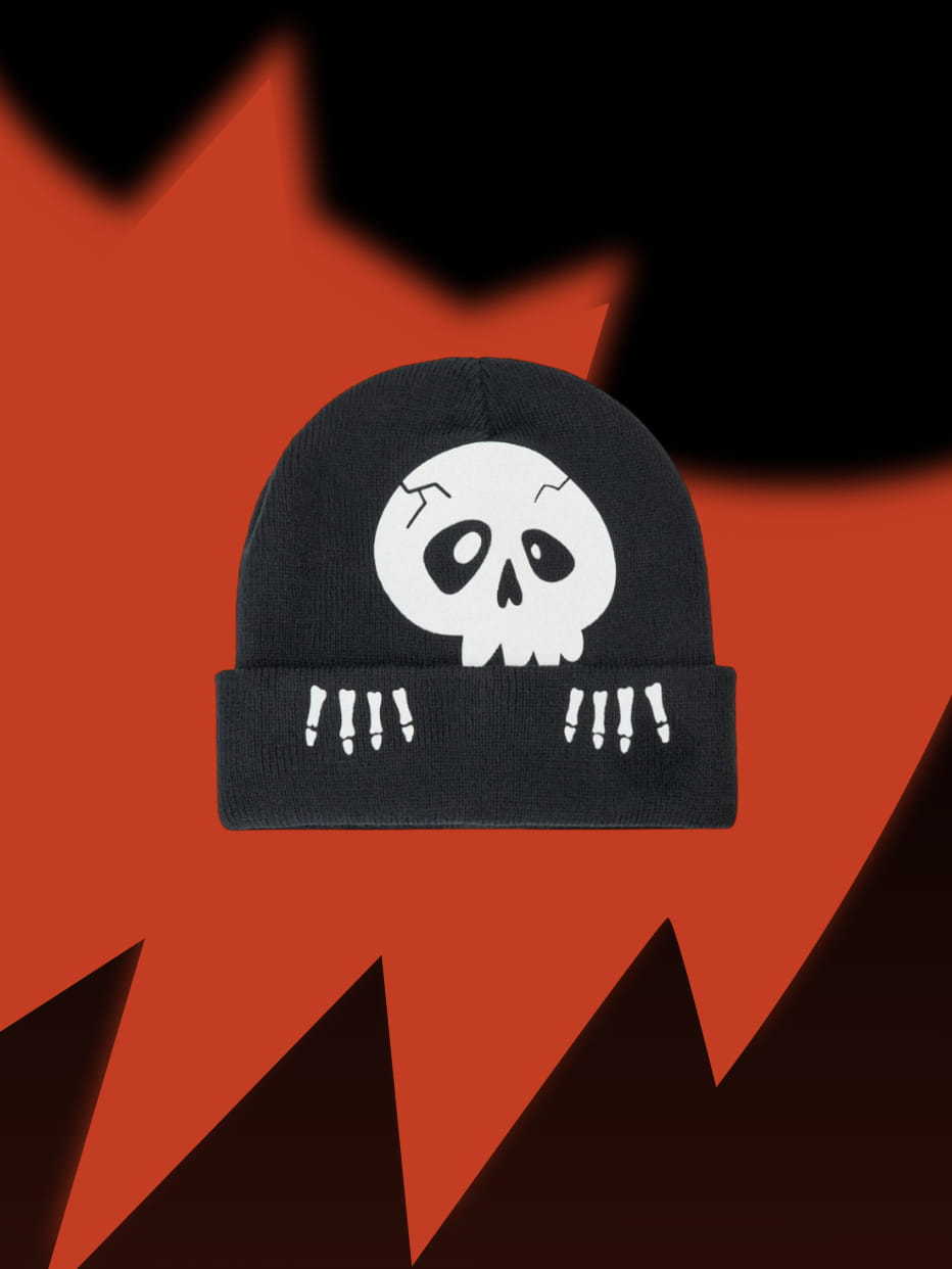 Вязаная шапка со светящимся в темноте принтом Halloween детская, фото - 1