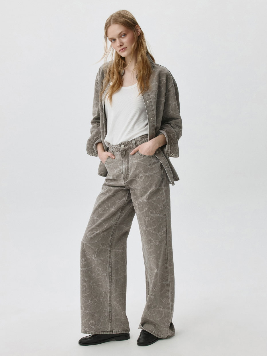 Джинсы WIDE LEG с рисунком, фото - 7