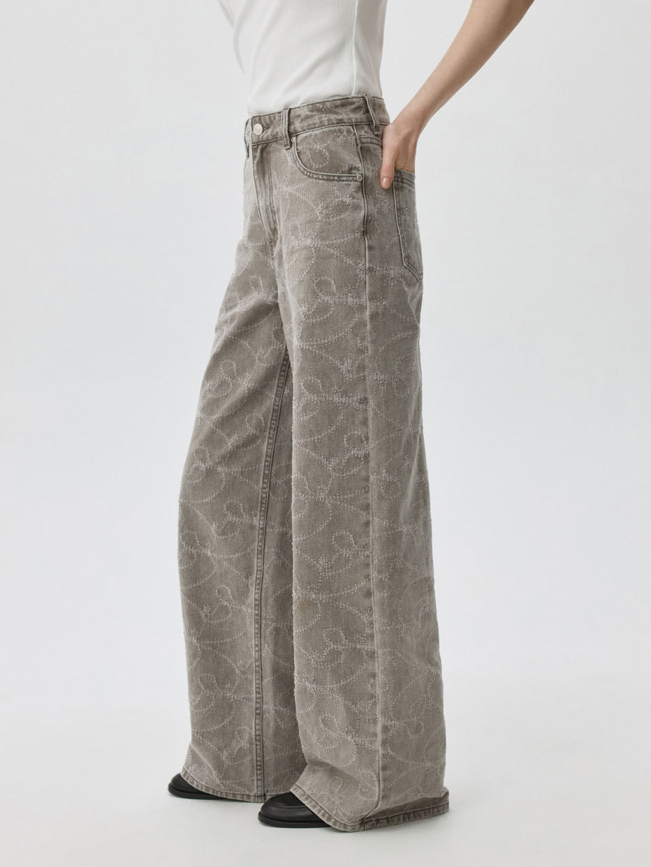 Джинсы WIDE LEG с рисунком, фото - 4