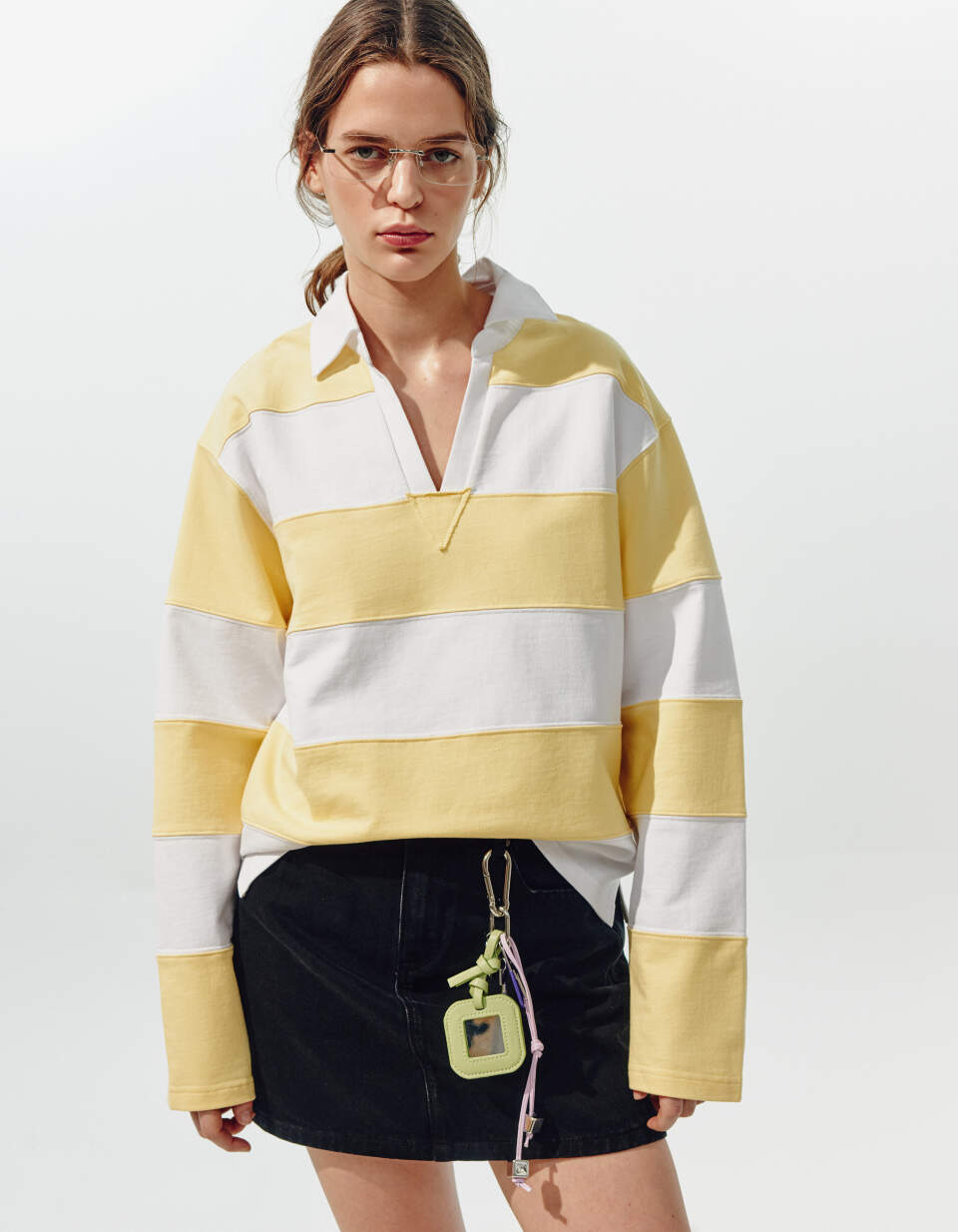 Свитшот-поло оверсайз в полоску из линейки SELA Young