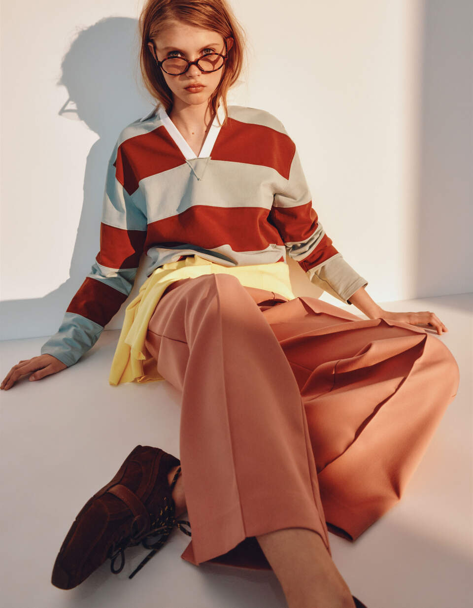 Свитшот-поло оверсайз в полоску из линейки SELA Young