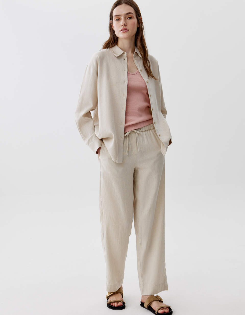 Брюки из смесового льна и вискозы