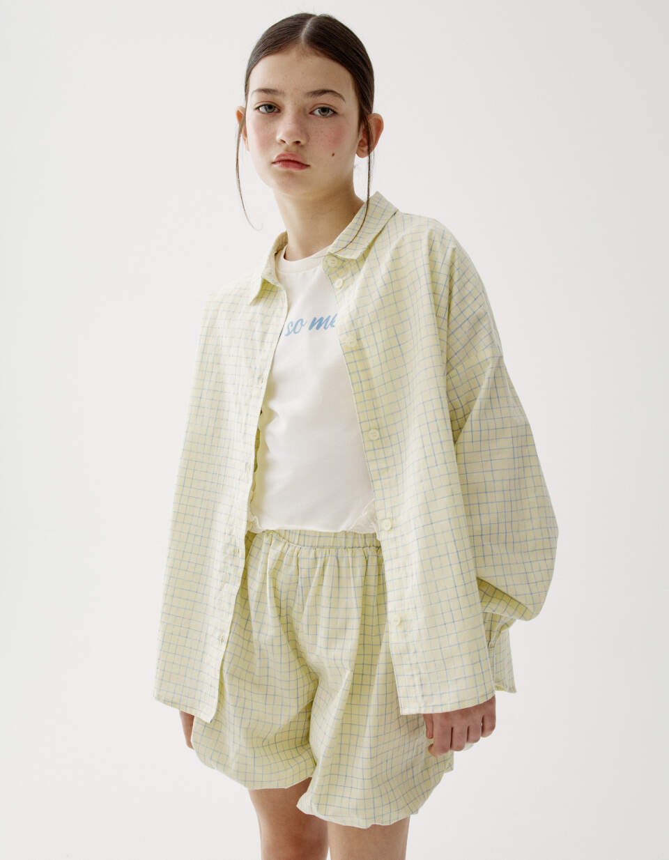 Рубашка оверсайз в клетку для девочек