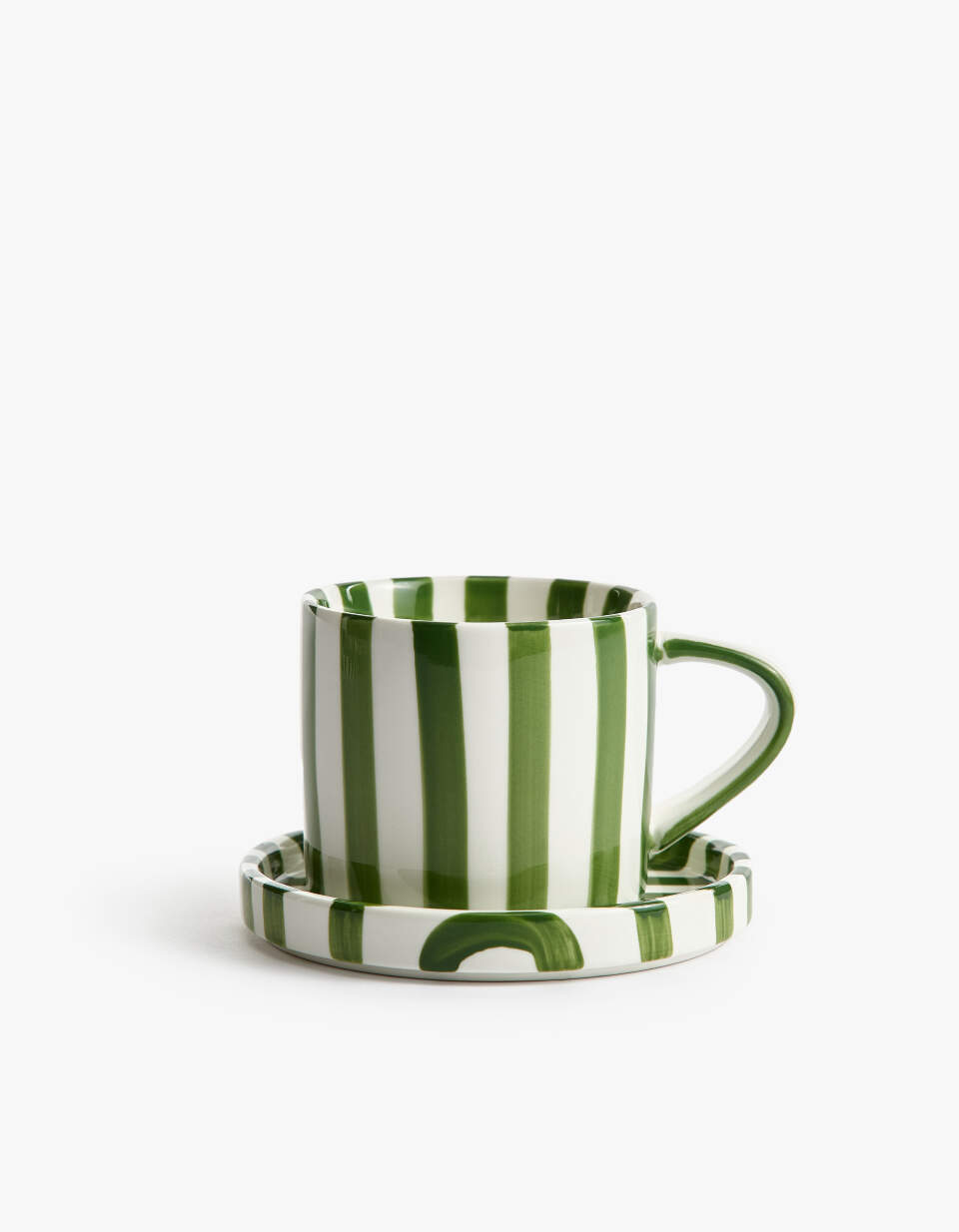 Чайная пара из костяного фарфора в полоску