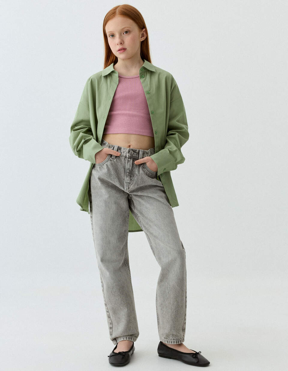 Джинсы Mom fit на резинке для девочек