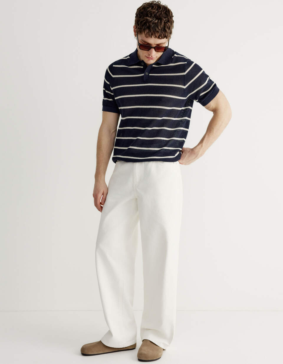 Джинсы багги из твила