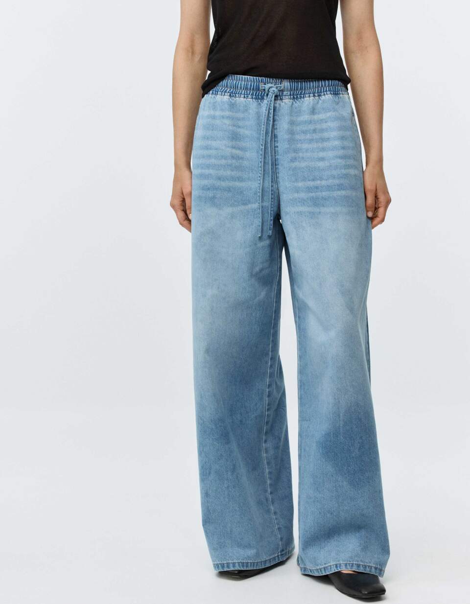 Джинсы Wide Leg со шнурком в поясе
