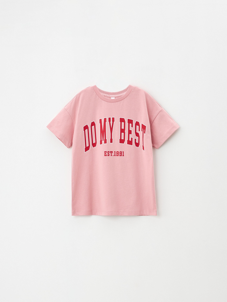 Футболка с принтом для девочек цвет: дымчатый розовый, артикул ...