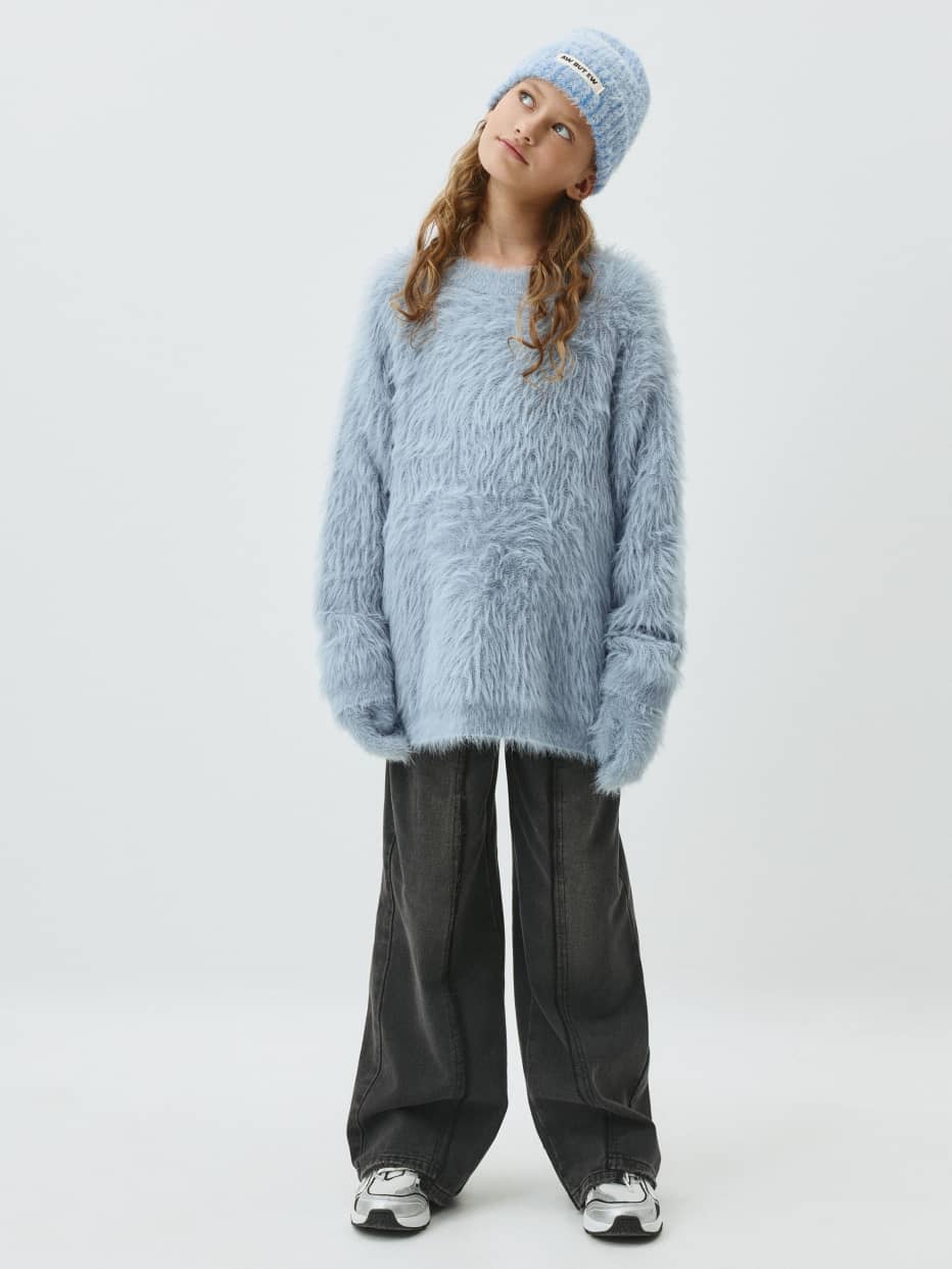 Джинсы Wide leg с декоративными швами для девочек, фото - 1