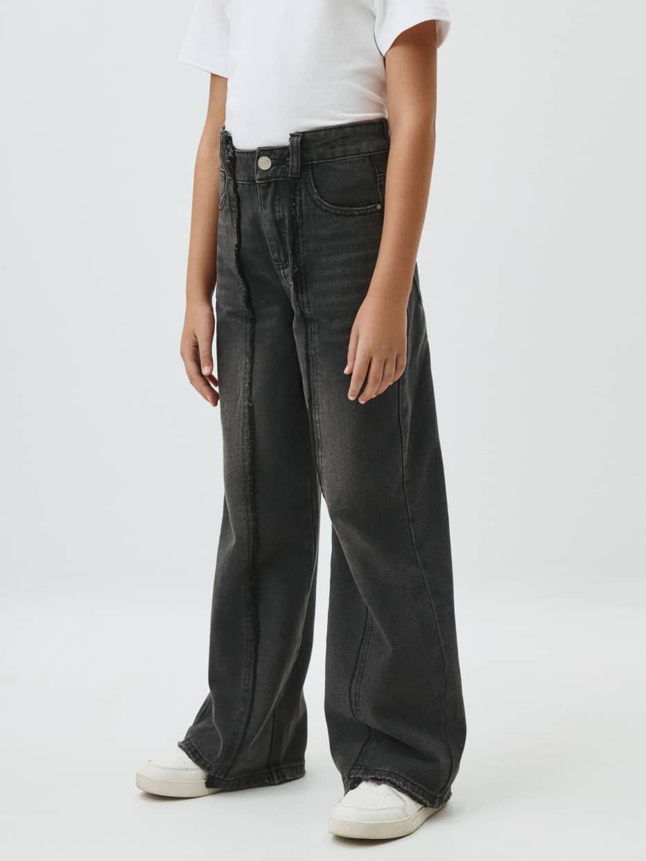 Джинсы Wide leg с декоративными швами для девочек, фото - 2