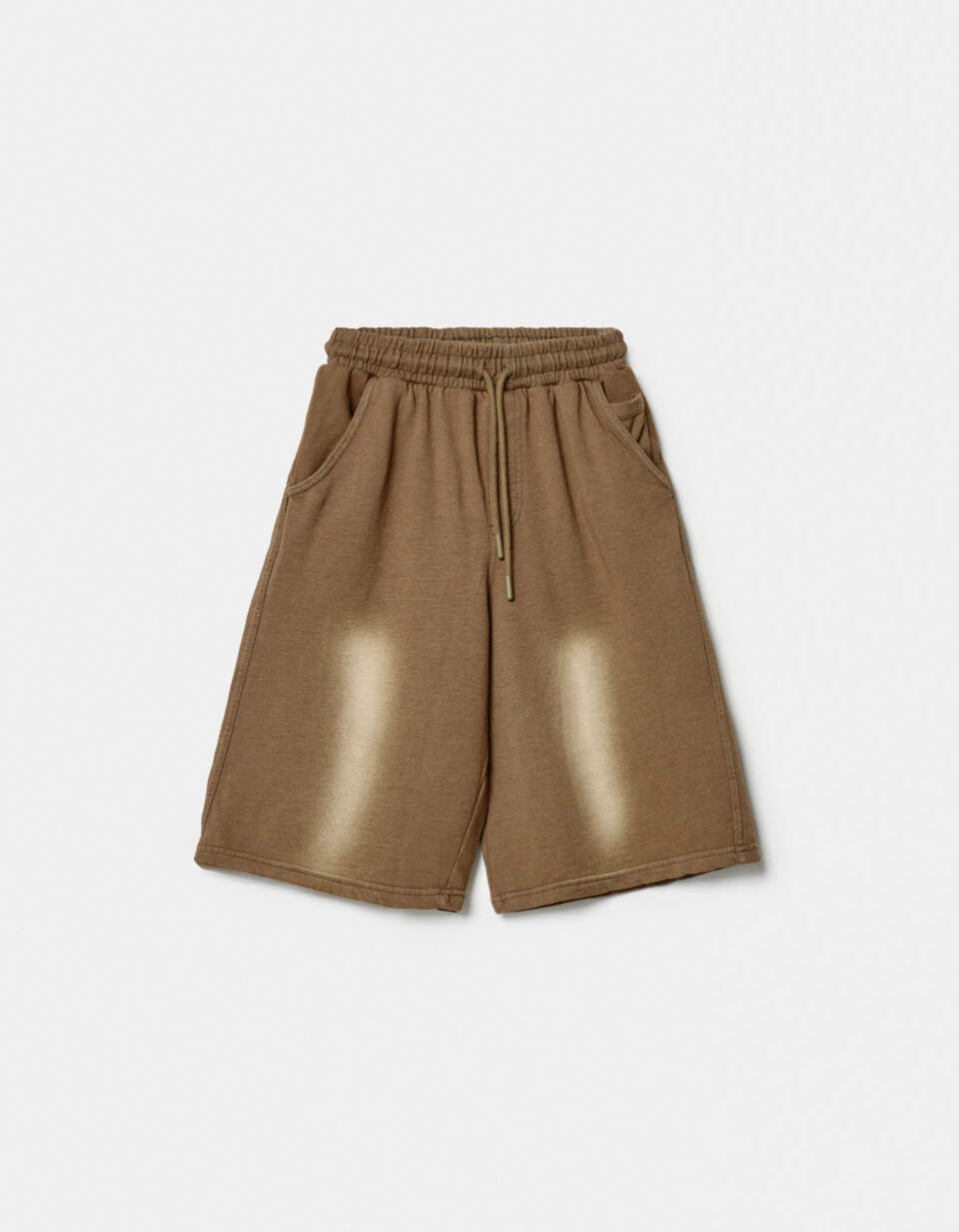 Удлиненные шорты из футера с эффектом стирки для девочек