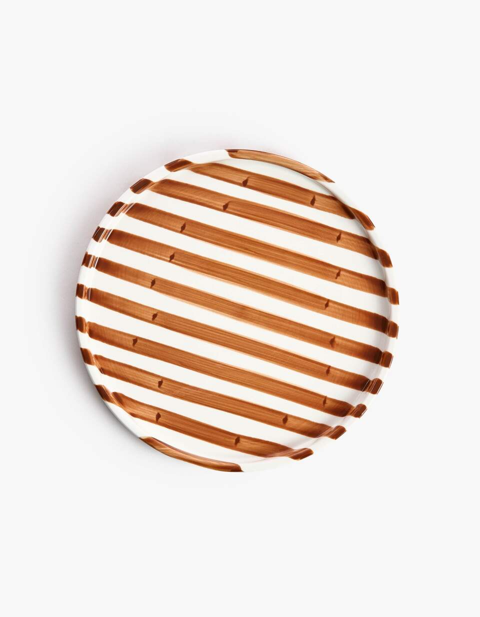 Десертная тарелка из костяного фарфора в полоску