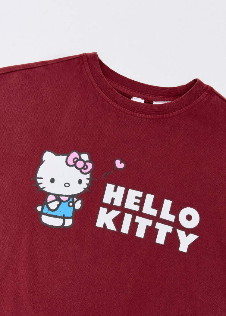Футболка оверсайз с принтом Hello Kitty для девочек 