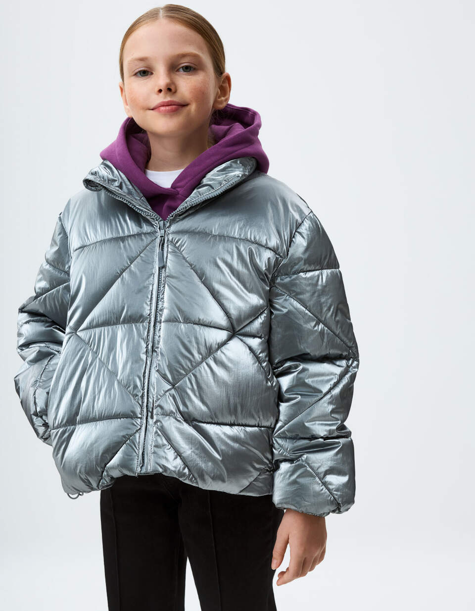 Стеганая дутая куртка для девочек