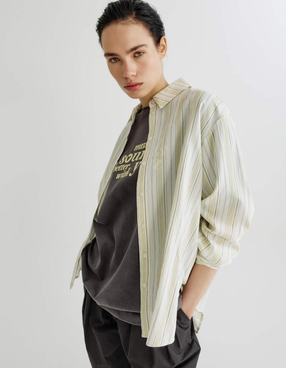 Рубашка из лиоцелла в полоску